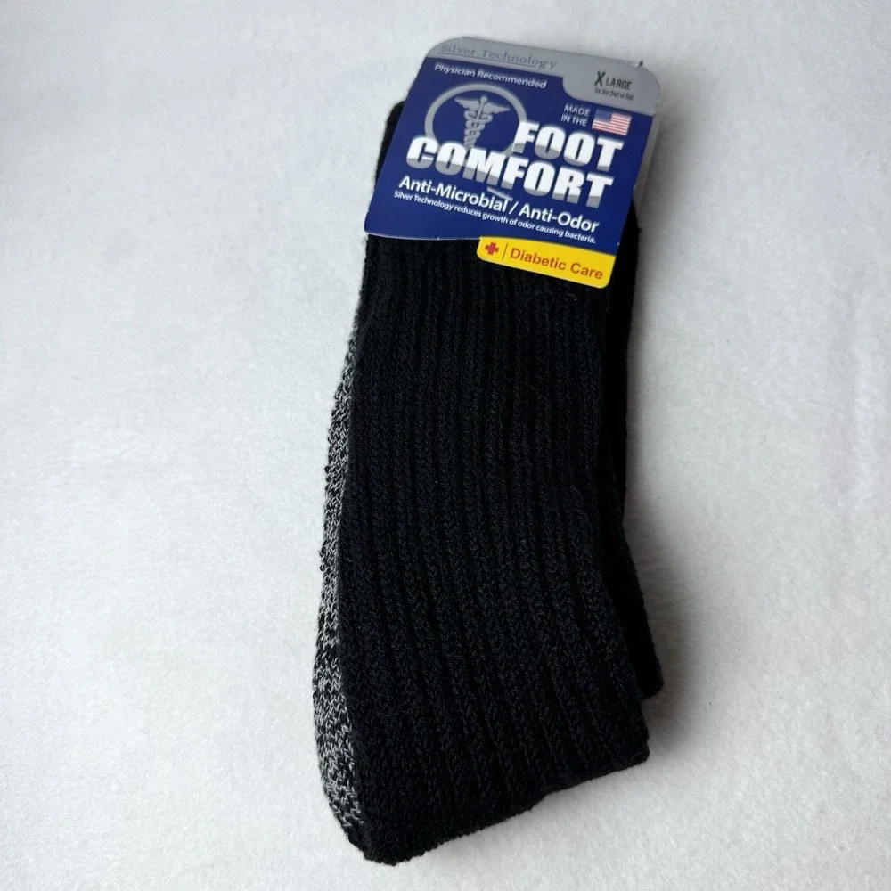 Silver Technology Foot Comfort Diabetic Socks XL Vendor Style Black Anti Odor